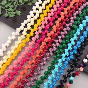 비즈팡 [J3-6-06]합성송석장미꽃 6mm 13color ,1줄(50개)