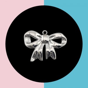비즈팡 [S3-01-16]써지컬스틸 펜던트 발레코어 와이드리본 30.6x22mm 무도금 ,1개
