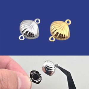비즈팡 [S1-7-843]써지컬스틸 부자재 반쪽자석장식 (가리비조개) 11x14mm ,1개