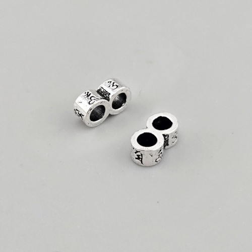 비즈팡 [SVP-07-30]순은펜던트 실버925 두줄옴자론델M 3.3x9mm (내경2.9mm) ,1개