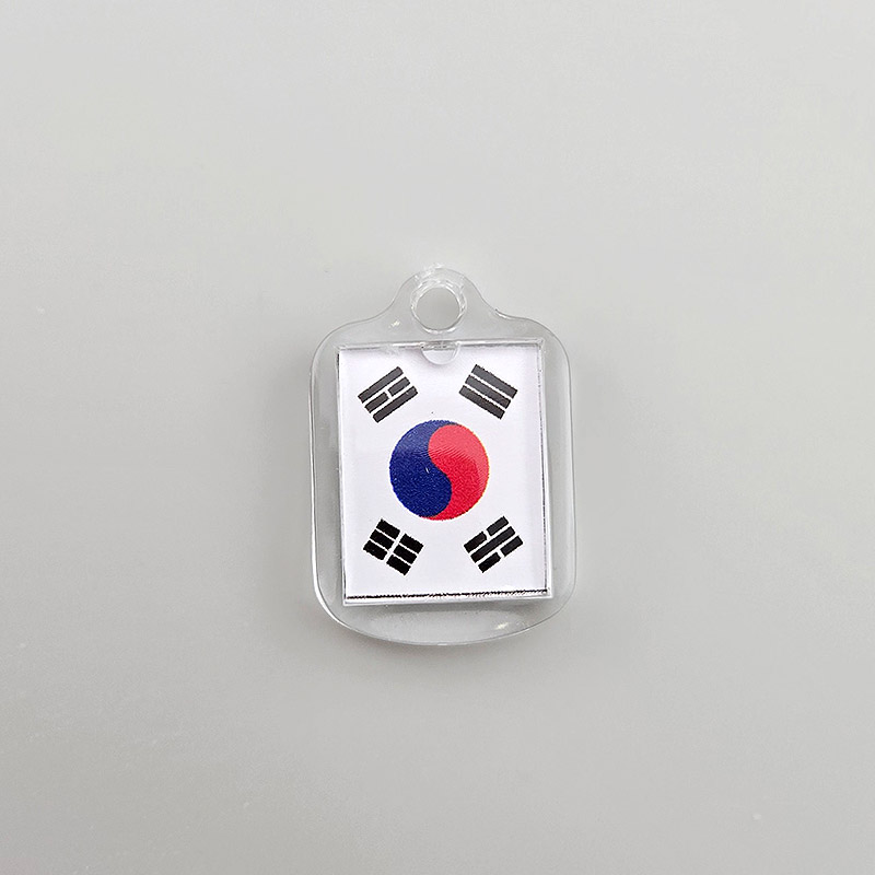 비즈팡 [PJ-3-01]아크릴 태극기 양면 액자 프레임 증사 키링 둥근사각XS 20x30mm 투명 ,1개