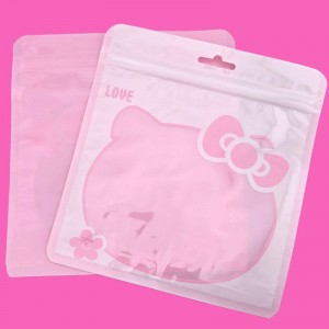 비즈팡 [Z-170-05]지퍼백 핑크고양이지퍼백 귀여운 선물포장 구디백 15x16cm ,1개