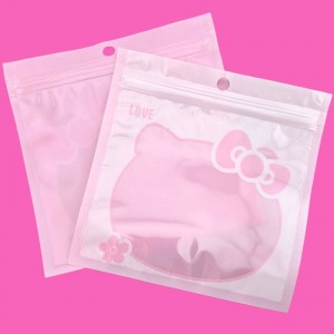 비즈팡 [Z-170-04]지퍼백 핑크고양이지퍼백 귀여운 선물포장 구디백 13.5x13.5cm ,1개