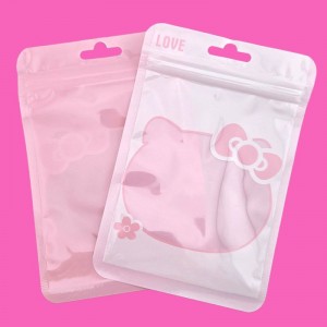 비즈팡 [Z-170-03]지퍼백 핑크고양이지퍼백 귀여운 선물포장 구디백 10x15cm ,1개