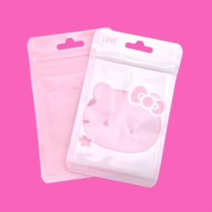 비즈팡 [Z-170-02]지퍼백 핑크고양이지퍼백 귀여운 선물포장 구디백 8x13cm ,1개
