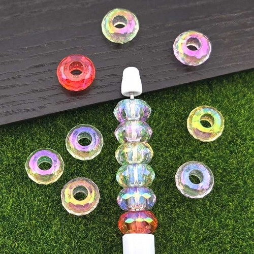 비즈팡 [BG-4-24]볼꾸파츠 아크릴볼 오로라도넛링컷 15x9mm (내경5.8mm) 볼꾸파츠용 키링용 ,1개