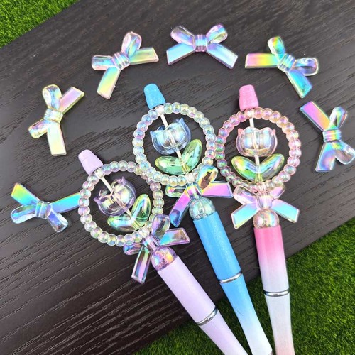 비즈팡 [BG-4-53]볼꾸파츠 아크릴 오로라나비리본 통과형 34x18mm (내경2.1mm) 볼꾸파츠용 키링용 ,1개