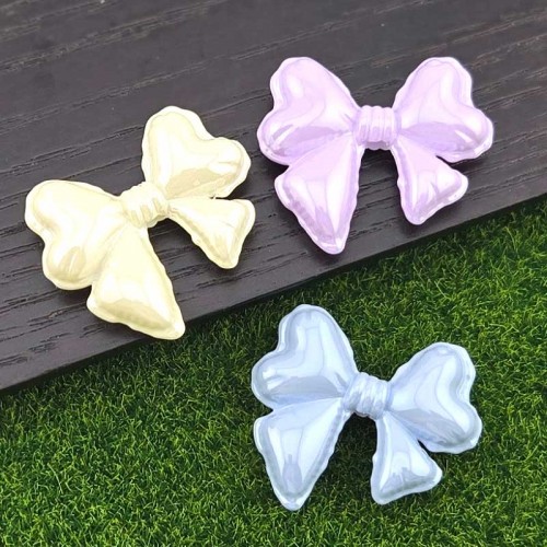 비즈팡 [BG-4-55]볼꾸파츠 아크릴 오로라하트리본 통과형 32x28mm (내경2.4mm) 볼꾸파츠용 키링용 ,1개