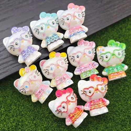 비즈팡 [BG-5-25]볼꾸파츠 아크릴 안경쓴고양이 23x29mm (내경2.3mm) 볼꾸비즈 키링용 ,1개