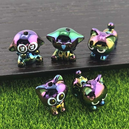 비즈팡 [BG-5-47]볼꾸파츠 아크릴 오로라블랙고양이 15-18mm (내경2.4mm) 볼꾸비즈 키링용 ,1개