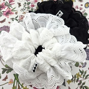 비즈팡 [HC-2-02]헤어악세사리 헤어끈 펀칭레이스헤어슈슈 18cm 스크런치 헤어곱창밴드 국내생산 ,1개