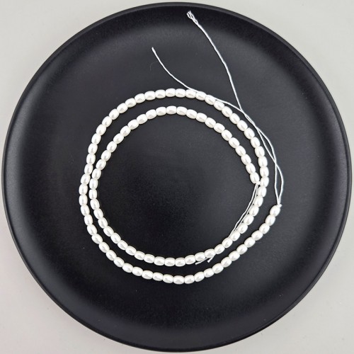 비즈팡 [HP-31-02]핵진주쌀알오벌 3X4mm 화이트 ,반줄