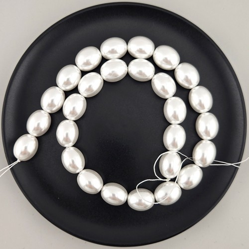 비즈팡 [HP-31-07]핵진주쌀알오벌 12X15mm 화이트 ,반줄