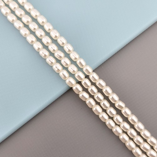 비즈팡 [G1-001-03]글라스진주 유리진주 쌀알 3x4mm 크림 ,1줄(약39cm)