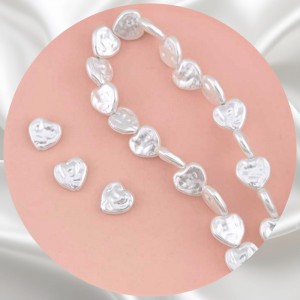 비즈팡 [BP-2-21]아크릴진주바로크 납작하트진주 14mm 화이트 (모조담수진주) ,1개