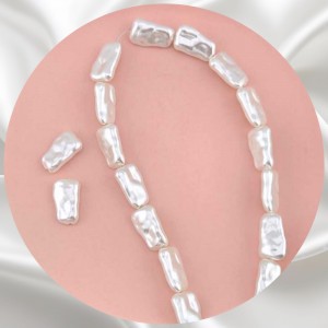 비즈팡 [BP-2-32]아크릴진주바로크 납작사각막대진주 10.5x17.5mm 화이트 (모조담수진주) ,1개