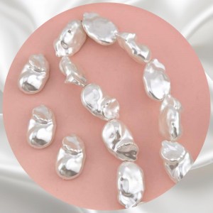 비즈팡 [BP-2-36]아크릴진주바로크 쭈글타원진주 17x26.5mm 화이트 (모조담수진주) ,1개