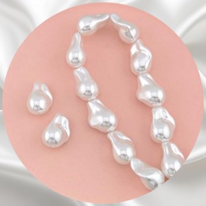 비즈팡 [BP-2-37]아크릴진주바로크 쭈글물방울진주 15x22mm 화이트 (모조담수진주) ,1개