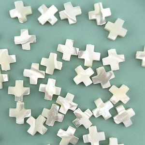 비즈팡 [JG-04-02]자개십자가 정십자가 10mm 화이트 바다패 ,1개