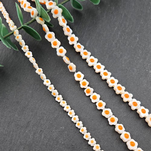 비즈팡 [JG-01-08]자개꽃 계란꽃 6mm 8mm 10mm 양면 민물패 화이트 ,5개