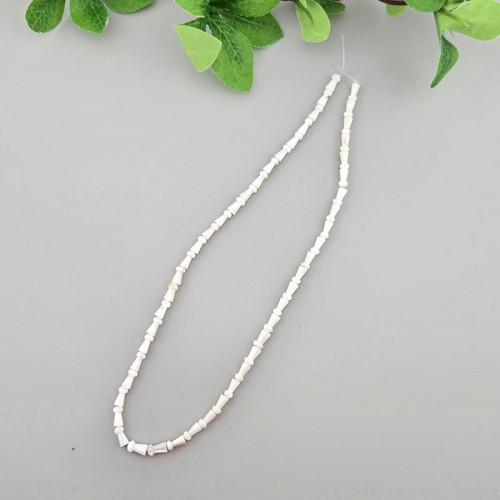 비즈팡 [JG-11-03]자개버섯 4x8mm 민물패 화이트 ,1줄(45개미만)