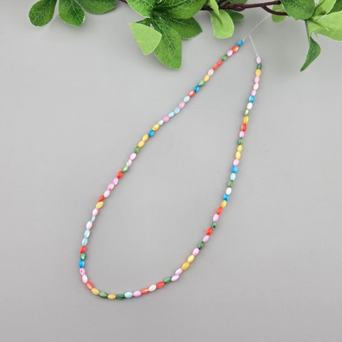 비즈팡 [JG-12-04]자개쌀알 3x5mm 민물패 파스텔멀티 ,1줄(80개미만)