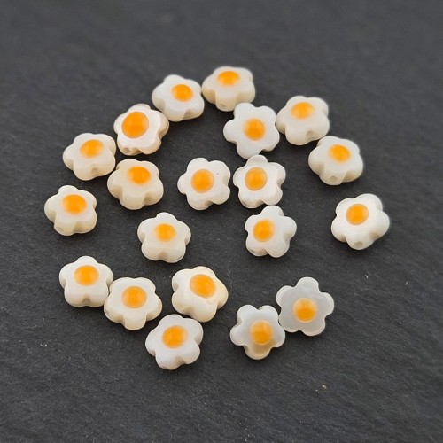 비즈팡 [JG-01-08]자개꽃 계란꽃 6mm 양면 민물패 화이트 ,★5개