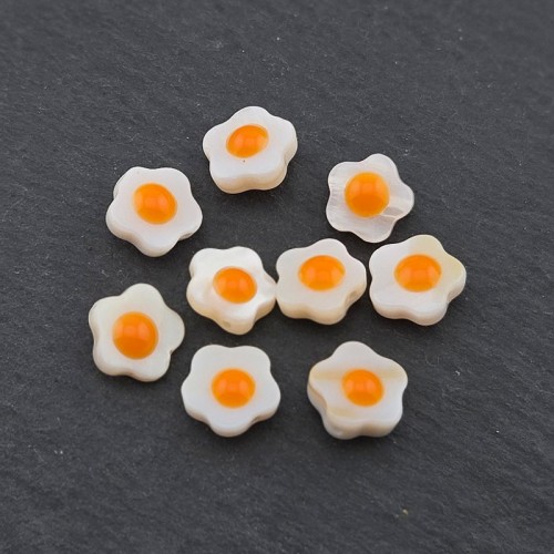비즈팡 [JG-01-08]자개꽃 계란꽃 8mm 양면 민물패 화이트 ,★5개
