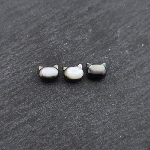 비즈팡 [JG-02-10]자개펜던트 자개고양이얼굴(소) 7x6mm 가로홀  바다패 블랙 ,1개