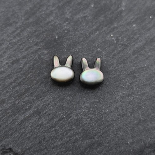비즈팡 [JG-02-12]자개펜던트 자개토끼얼굴 8X10mm 가로홀  바다패 블랙 ,1개