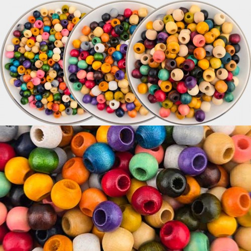 비즈팡 [DW-04-00]우드비즈 라운드 우드볼 나무구슬 8/10/12mm 홀대 멀티 (대량) ,1팩(1,000개)