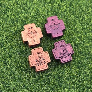 비즈팡 [DW-7-08]카톨릭묵주만들기 우드십자가 자작나무 INRI+XP 직사각십자가 14x16mm ,1개