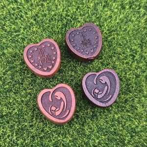 비즈팡 [DW-7-17]카톨릭묵주만들기 우드십자가 대추나무 성모자 하트방석 16mm ,1개