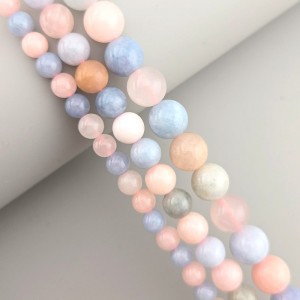 비즈팡 [J2-101-03]원석라운드 6mm 천연석 아쿠아모거나이트  ,반줄