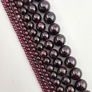 비즈팡 [J4-101-06]원석라운드 6mm 천연가넷 천연석 석류석 (1월탄생석) ,반줄