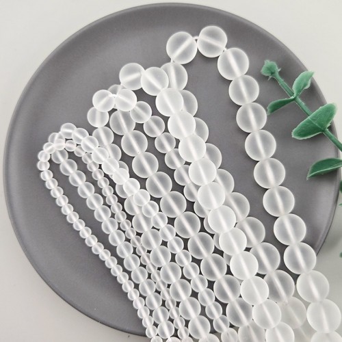 비즈팡 [J9-01-00]원석라운드 4/6/8/10/12mm 무광백수정 ,반줄