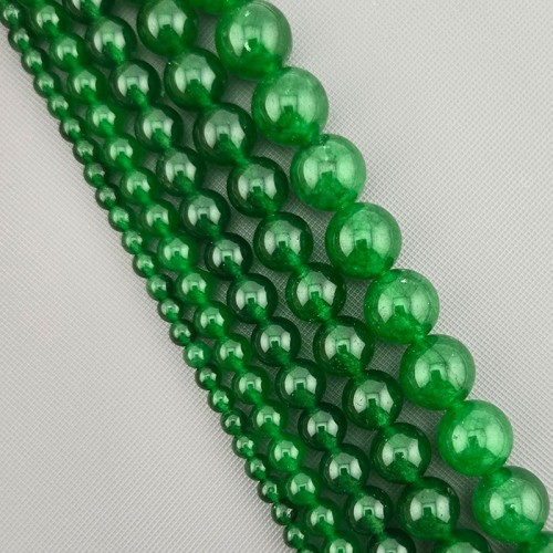 비즈팡 [J1-210-07]원석라운드 6mm 신백옥착색(초록그린) ,반줄