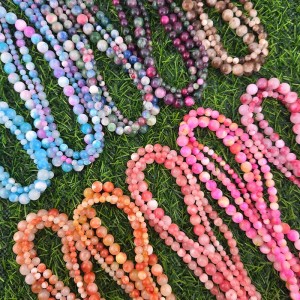 비즈팡 [J1-214-00]원석라운드 4mm 6mm 8mm 칠색옥 10color 모음