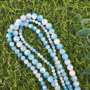 비즈팡 [J1-214-06]원석라운드 4mm 6mm 8mm 칠색옥 아쿠아블루믹스 ,반줄