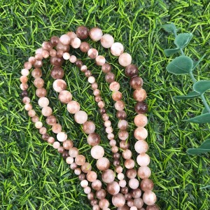 비즈팡 [J1-214-10]원석라운드 4mm 6mm 8mm 칠색옥 브라운믹스 ,반줄