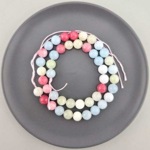 비즈팡 [J10-1-15]원석라운드 8mm 착색옥 로즈블루믹스(16) ,1줄(45개)