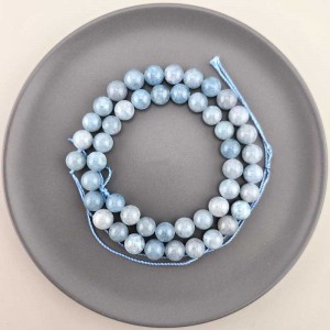 비즈팡 [J10-1-11]원석라운드 8mm 착색옥 인디블루(15) ,1줄(45개)