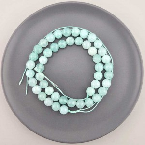 비즈팡 [J10-1-10]원석라운드 8mm 착색옥 민트(13) ,1줄(45개)