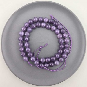 비즈팡 [J10-1-09]원석라운드 8mm 착색옥 진보라(17) ,1줄(45개)