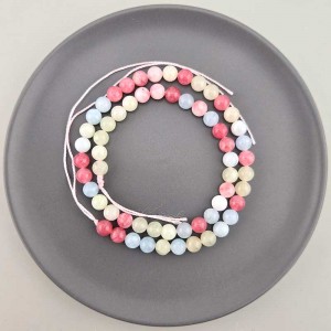 비즈팡 [J10-1-15]원석라운드 6mm 착색옥 로즈블루믹스(16) ,1줄(60개)