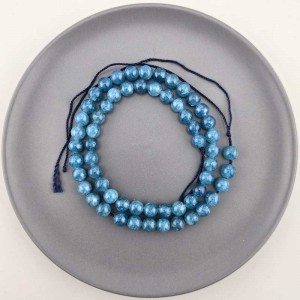 비즈팡 [J10-1-12]원석라운드 6mm 착색옥 다크블루(14) ,1줄(60개)