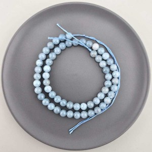 비즈팡 [J10-1-11]원석라운드 6mm 착색옥 인디블루(15) ,1줄(60개)