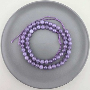 비즈팡 [J10-1-09]원석라운드 6mm 착색옥 진보라(17) ,1줄(60개)