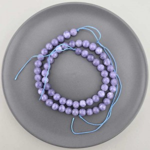 비즈팡 [J10-1-08]원석라운드 6mm 착색옥 청보라(11) ,1줄(60개)