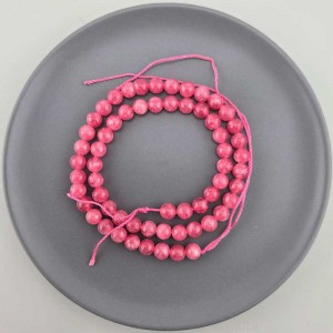 비즈팡 [J10-1-04]원석라운드 6mm 착색옥 로즈레드(7) ,1줄(60개)